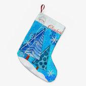 クリスマスツリー&スノーフレーク宝石 スモールクリスマスストッキング (正面 (吊り時))