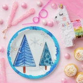 クリスマスツリー&スノーフレーク宝石 ペーパープレート (パーティー)