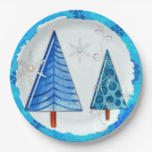 クリスマスツリー&スノーフレーク宝石 ペーパープレート (正面)