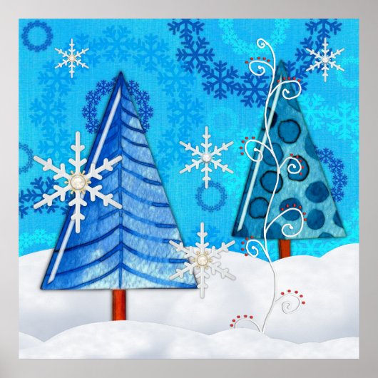クリスマスツリー&スノーフレーク宝石 ポスター (正面)
