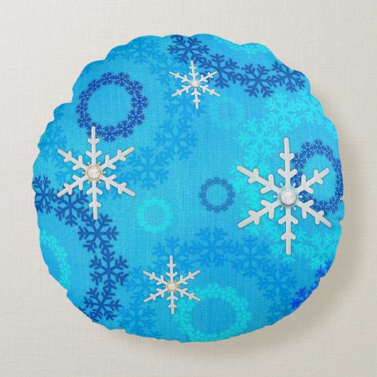 クリスマスツリー&スノーフレーク宝石 ラウンドクッション (正面)