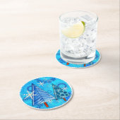 クリスマスツリー&スノーフレーク宝石 ラウンドペーパーコースター (インサイチュ)