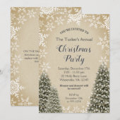 クリスマスツリー スノーフレーク バルーン クリスマスパーティー 招待状 (正面/裏面)