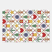 クリスマスツリー、スノーフレーク、フェスティバル記号 ラッピングペーパーシート (正面)