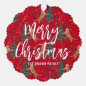 クリスマスツリー&タイガパターンカスタムの背景 オーナメントカード (裏面)