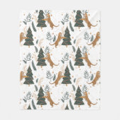 クリスマスツリー&タイガパターンカスタムの背景 フリースブランケット (正面)