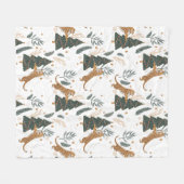 クリスマスツリー&タイガパターンカスタムの背景 フリースブランケット (正面(横))