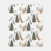 クリスマスツリー&タイガパターンカスタムの背景 フリースブランケット (正面)