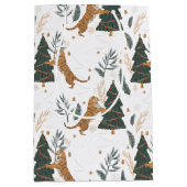 クリスマスツリー&タイガパターンカスタムの背景 ミディアムペーパーバッグ (正面)