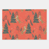 クリスマスツリー&タイガパターンカスタムの背景 ラッピングペーパーシート (正面2)