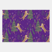 クリスマスツリー&タイガパターンカスタムの背景 ラッピングペーパーシート (正面2)