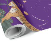 クリスマスツリー&タイガパターンカスタムの背景 ラッピングペーパー (ロールコーナー)