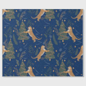 クリスマスツリー&タイガパターンカスタムの背景 ラッピングペーパー (フラット)