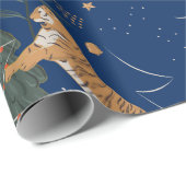 クリスマスツリー&タイガパターンカスタムの背景 ラッピングペーパー (ロールコーナー)