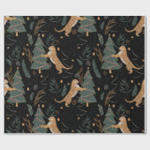 クリスマスツリー&タイガパターンカスタムの背景 ラッピングペーパー (フラット)