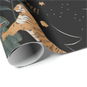 クリスマスツリー&タイガパターンカスタムの背景 ラッピングペーパー (ロールコーナー)