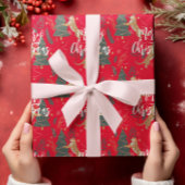 クリスマスツリー&タイガパターンカスタムの背景 ラッピングペーパー