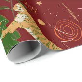 クリスマスツリー&タイガパターンカスタムの背景 ラッピングペーパー (ロールコーナー)