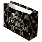 クリスマスツリー&タイガパターンカスタムの背景 ラージペーパーバッグ (正面アングル)