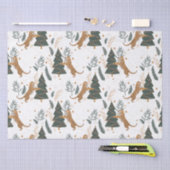 クリスマスツリー&タイガパターンカスタムの背景 薄葉紙 (クラフト)
