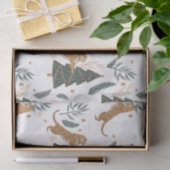 クリスマスツリー&タイガパターンカスタムの背景 薄葉紙 (ギフト)