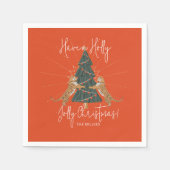 クリスマスツリー&タイガースすてきクリスマスカード スタンダードカクテルナプキン (正面)