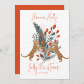 クリスマスツリー&タイガースホリークリスマスカーすてきド 招待状 (正面/裏面)