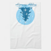 クリスマスツリー タオル オーダーメイド 青 ホリデー ティータオル (縦)