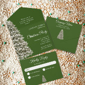 クリスマスツリー ダークグリーン 企業 ホリデーパーティー オールインワン招待状