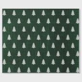 クリスマスツリー – ダークグリーンBurlapテクスチャ ラッピングペーパー (フラット)