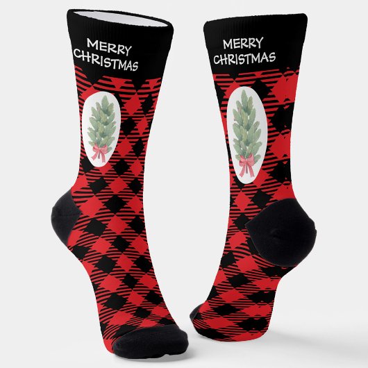 クリスマスツリー チェック柄 ソックス