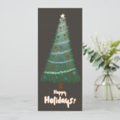 クリスマスツリー デザイン ロング ホリデー カード (スタンド正面)