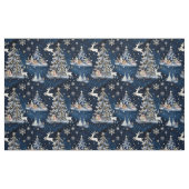 クリスマスツリー、トナカイ、雪片 ファブリック (ファットクウォーター)