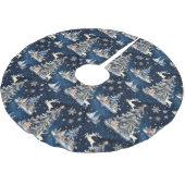 クリスマスツリー、トナカイ、雪片 ブラッシュドポリエステルツリースカート (アングル)