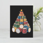 クリスマスツリー ドラマー ミュージック ホリデー ドラム バンド シーズンカード (スタンド正面)