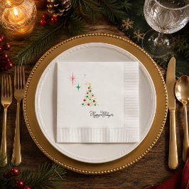 クリスマスツリー ハッピーホリデー コックテイルナプキン 縁ありカクテルナプキン