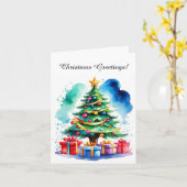 クリスマスツリー パーソナライズ グリーティングカード (黄色い花)