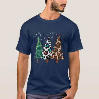 クリスマスツリー ヒョウ柄 冬の家族 Tシャツ