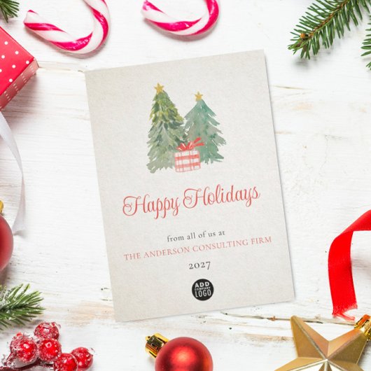 クリスマスツリー ビジネス ロゴ ホリデー カード