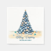 クリスマスツリー ビーチ メリークリスマス スタンダードカクテルナプキン (正面)
