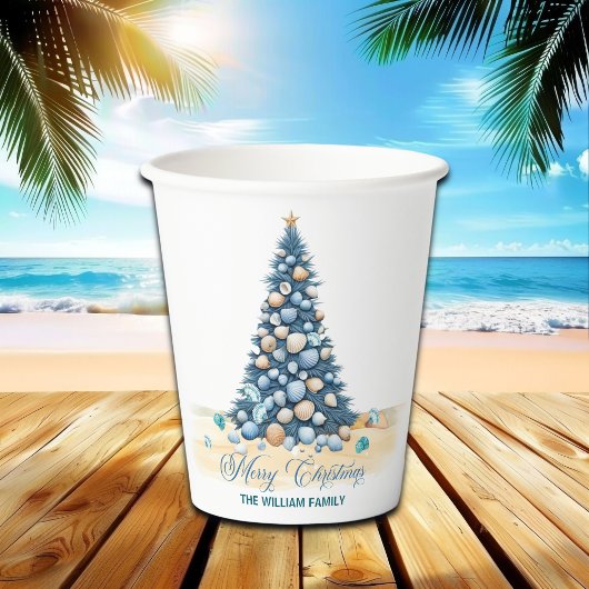 クリスマスツリー ビーチ メリークリスマス 紙コップ