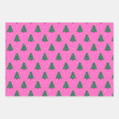 クリスマスツリー、ピンクに雪 ラッピングペーパーシート (正面)