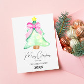 クリスマスツリー ピンクのリボン ホリデー グリーティング カード
