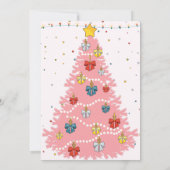 クリスマスツリー ピンクの女の子 3歳の誕生日 招待状 (裏面)