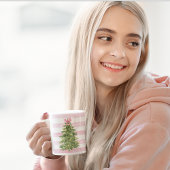 クリスマスツリー、ピンクボウ&ストライプクリスマスマグカップ ツートーンマグカップ