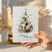 クリスマスツリー ファミリーフォト コラージュ ホリデーカード, シーズンカード