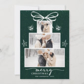 クリスマスツリー ファミリー３ フォト コラージュ ホリデー シーズンカード (正面)