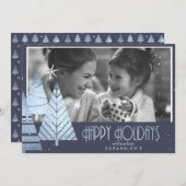 クリスマスツリー フォトテンプレート ブルー ID863 招待状 (正面/裏面)