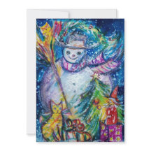 クリスマスツリー、フクロウ、おもちゃ付き雪だるま