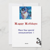 クリスマスツリー、フクロウ、おもちゃ付き雪だるま シーズンカード (裏面)